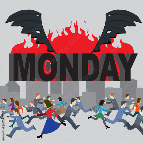 Monday madness HR panic rush business flat vector