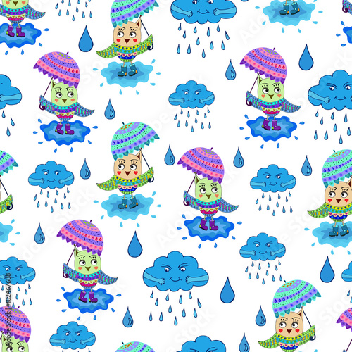 Owl with umbrella pattern