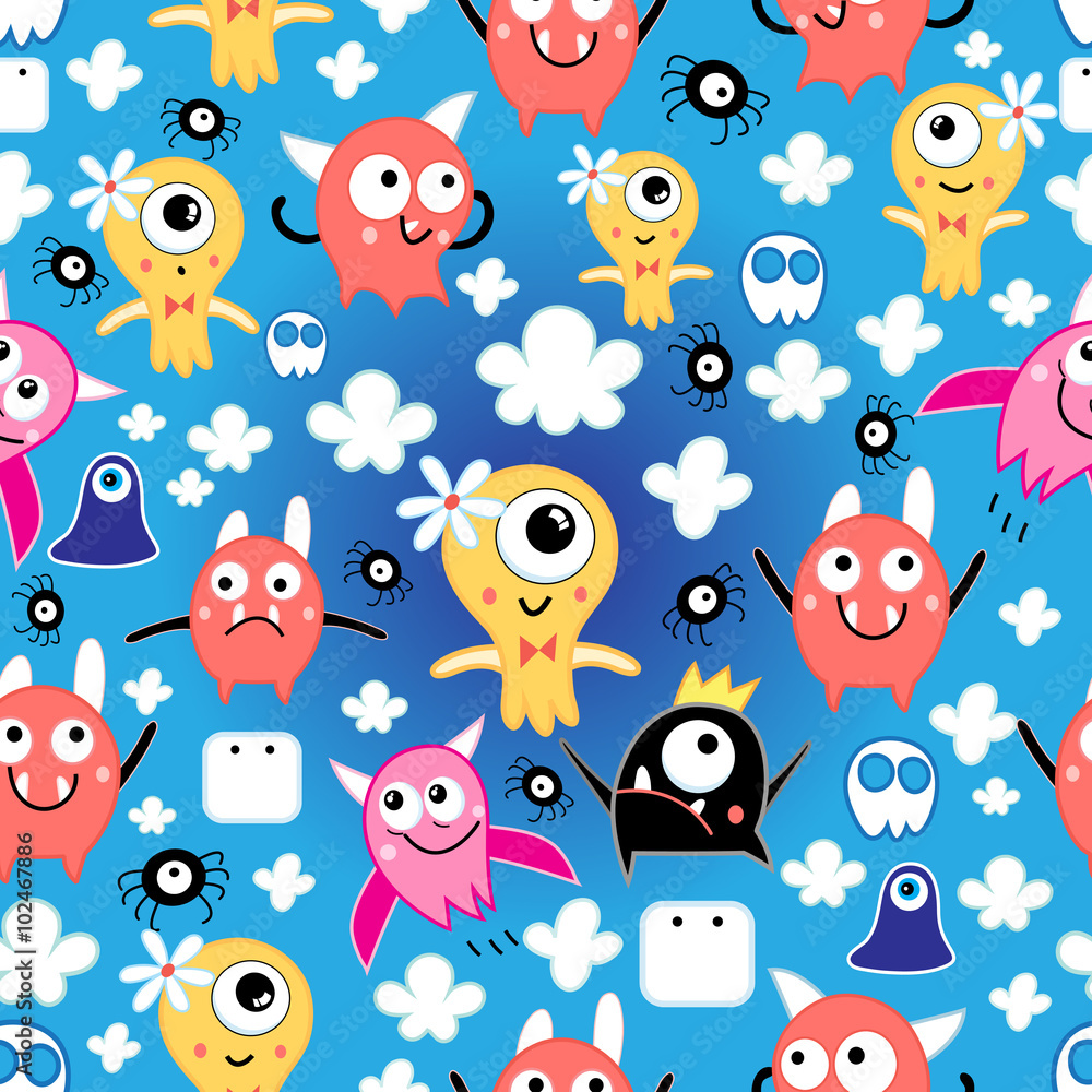 Fototapeta premium pattern funny monsters