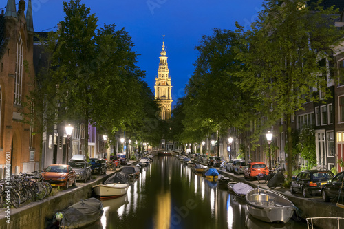Night view of Zuiderkerk in Amsterdam 