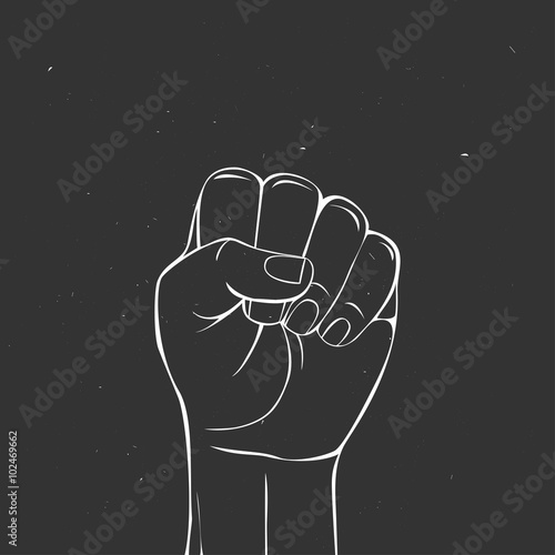 Vector illustration of a raised fist. Protest fist.
