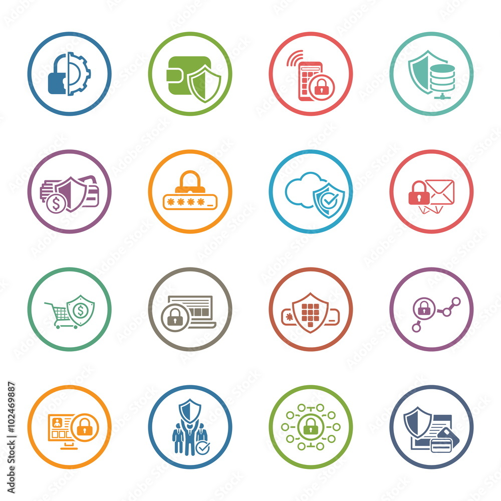 Flat Design Protection and Security Icons Set. Flat Design Protection and Security Icons Set.