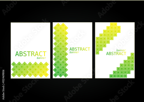 Brochurestemplates set with abstract pattern. Green geometric background for business, cover poster banner illustration 