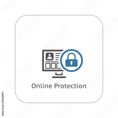 Online Protection Icon. Flat Design.