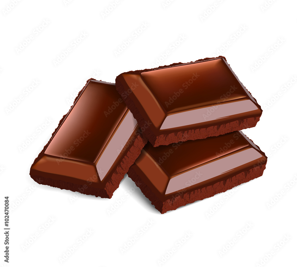 Three chocolate pieces isolated Three chocolate pieces isolated