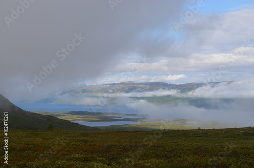 Mist in the mountains, alpine tundra, Swedish Lapland