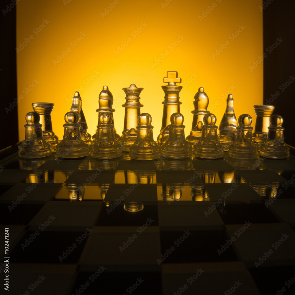 Chess face to face, first step. Copy space for text Chess face to face, first step. Copy space for text