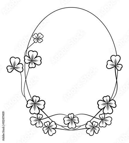 Round outline frame with shamrock contour 