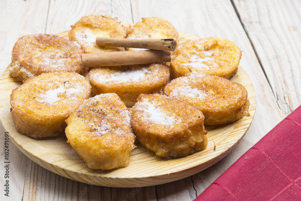 French toasts. Traditional Spanish torrijas French toasts. Traditional Spanish torrijas