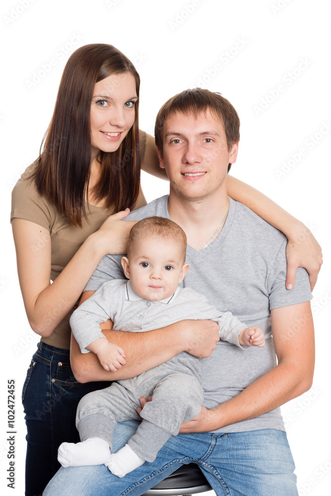 Portrait of young parents with son Portrait of young parents with son