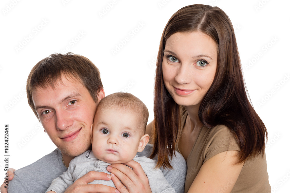 Portrait of young parents with little son Portrait of young parents with little son