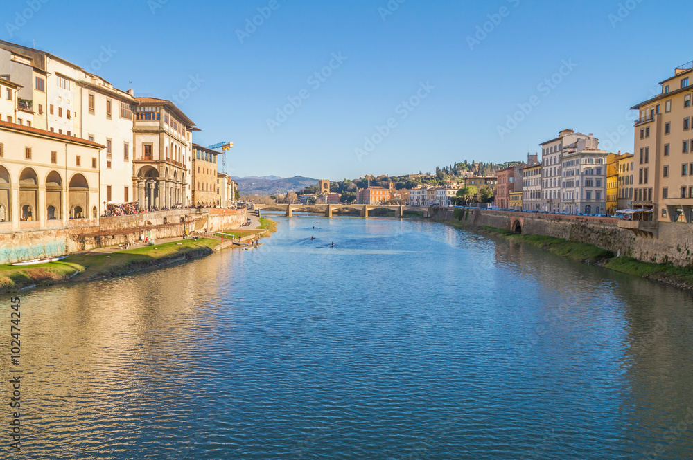 Florence cityscape with river Arno