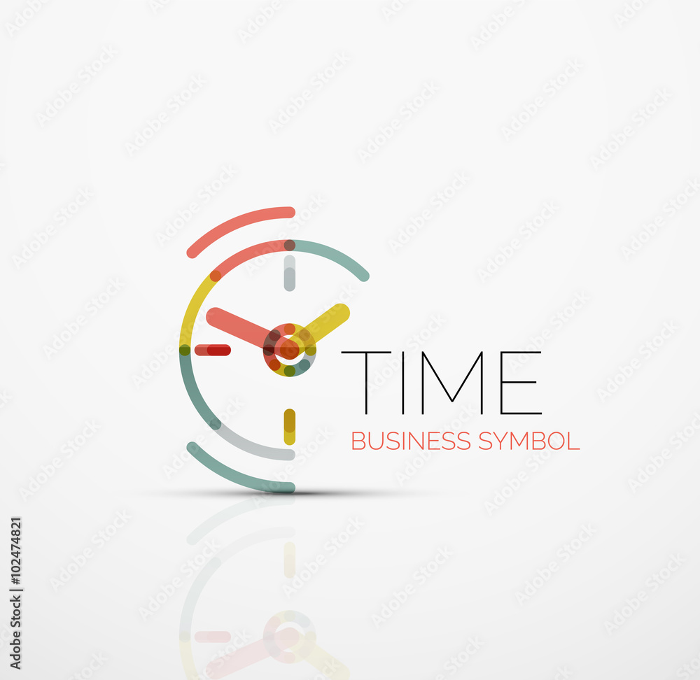 Vector abstract logo idea, time concept or clock business icon. Creative logotype design template