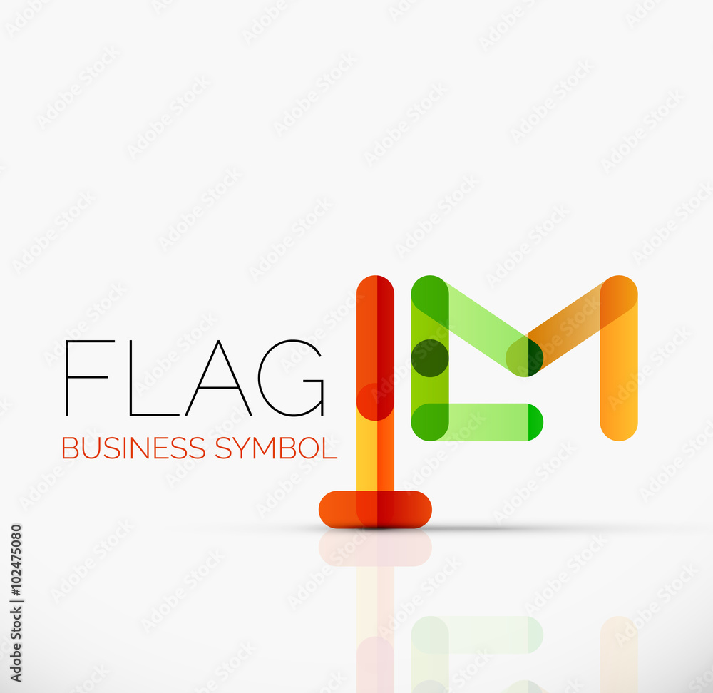 Logo flag, abstract linear geometric business icon Logo flag, abstract linear geometric business icon