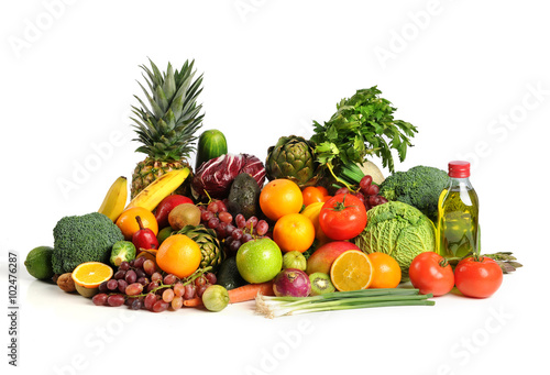 Fototapeta Naklejka Na Ścianę i Meble -  Fruits and Vegetables With Olive Oil