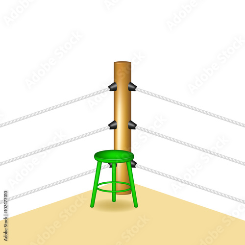 Boxing corner with green wooden stool