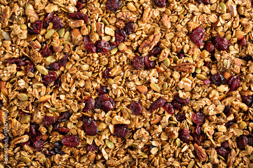 Homemade roasted granola food background