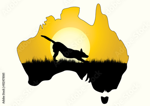 map of Australia with dingo