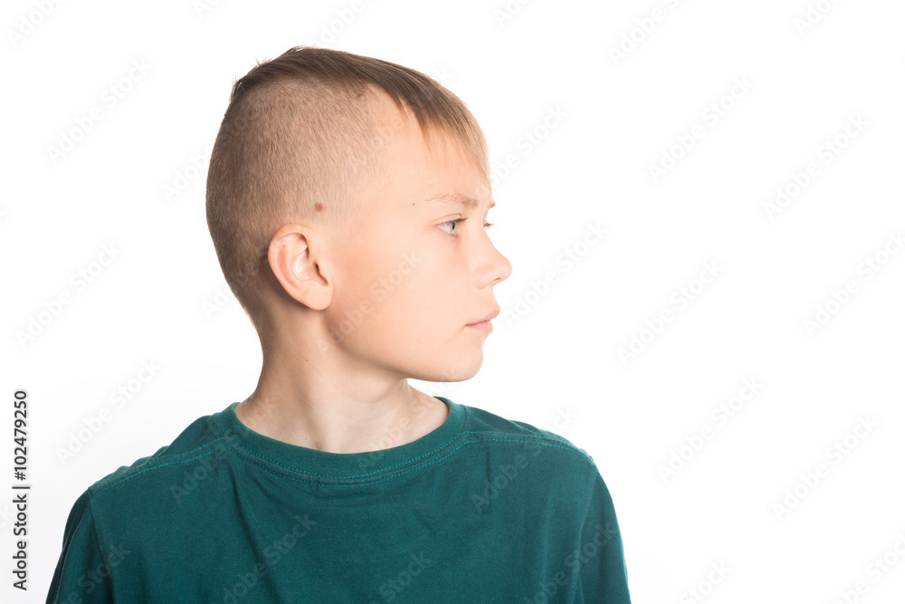 Portrait of cute boy in profile. Portrait of cute boy in profile.