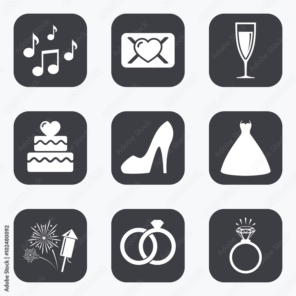 Wedding, engagement icons. Vow love letter. Wedding, engagement icons. Vow love letter.