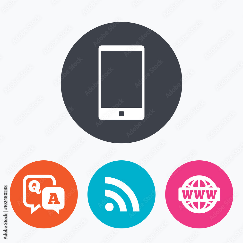 Question answer icon. Smartphone and chat bubble Question answer icon. Smartphone and chat bubble