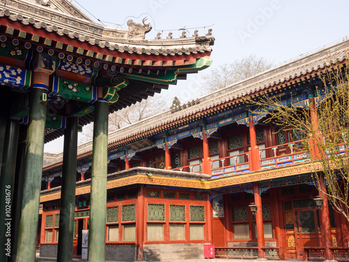 Colorful Chinese courtyard in Prince Gong palace, Beijing
