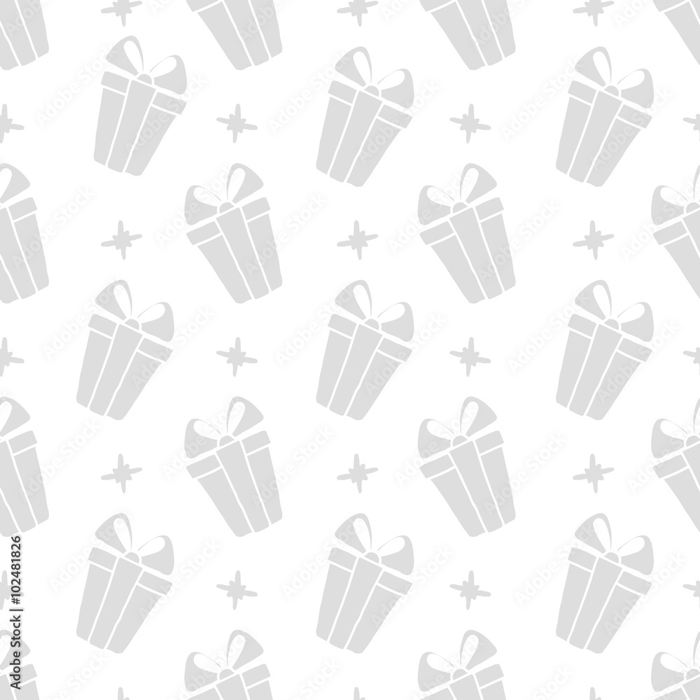 Vector seamless pattern gift boxes and diamondsl in doodle style. Hand drawing. Vector seamless pattern gift boxes and diamondsl in doodle style. Hand drawing.