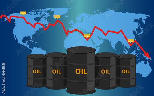 Crude oil price chart fall down illustration in vector - Illustration 
