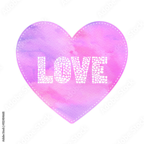 Love card with violet and pink heart2 photo