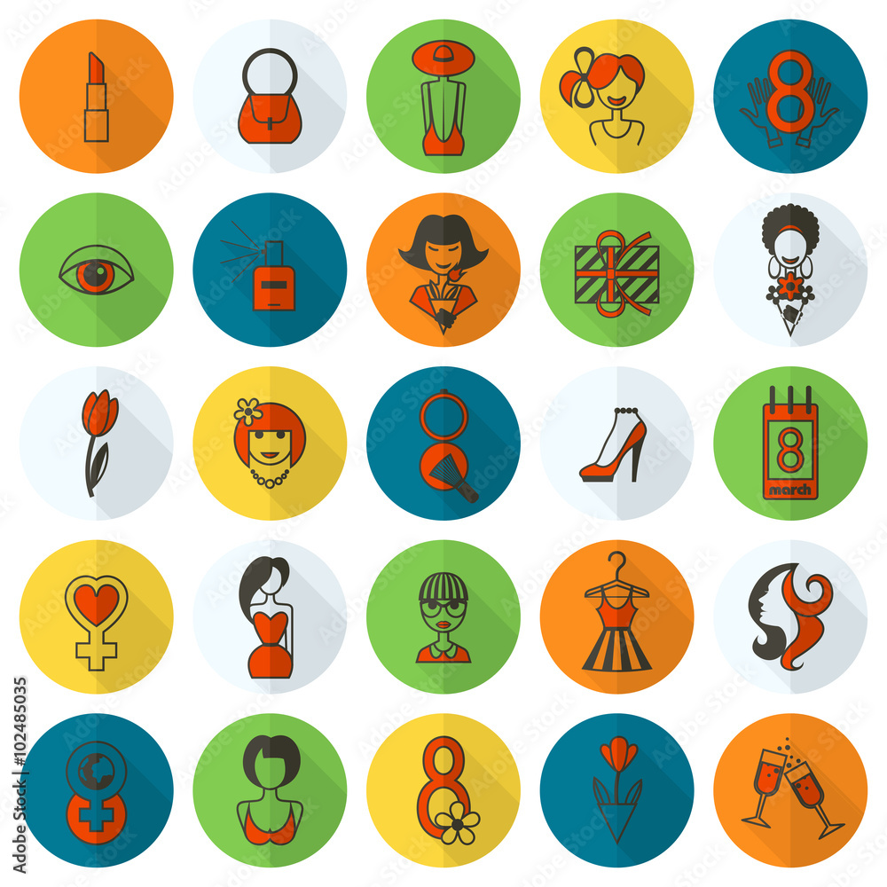 Fototapeta premium Womans Day Icon Set