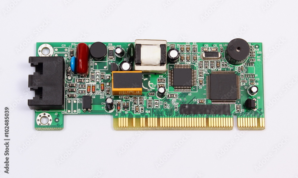 Printed circuit board on white background, technology Printed circuit board on white background, technology