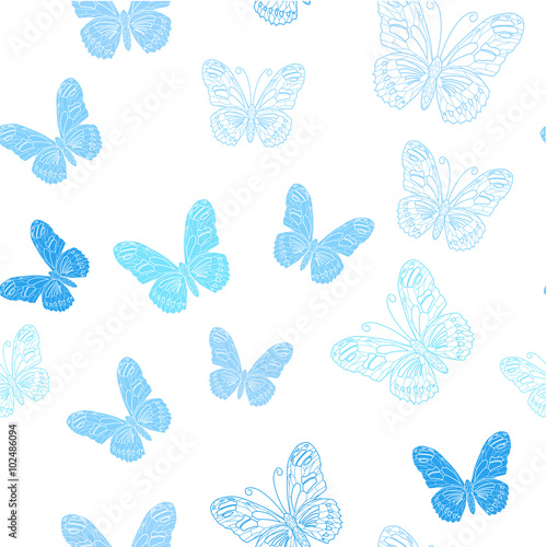 Seamless pattern made of ice butterflies