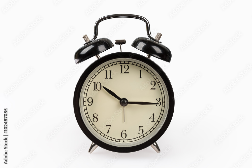 black alarm clock isolated on white black alarm clock isolated on white