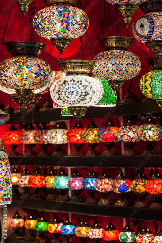 colorful lamps on turkish bazaar, istanbul,turkey