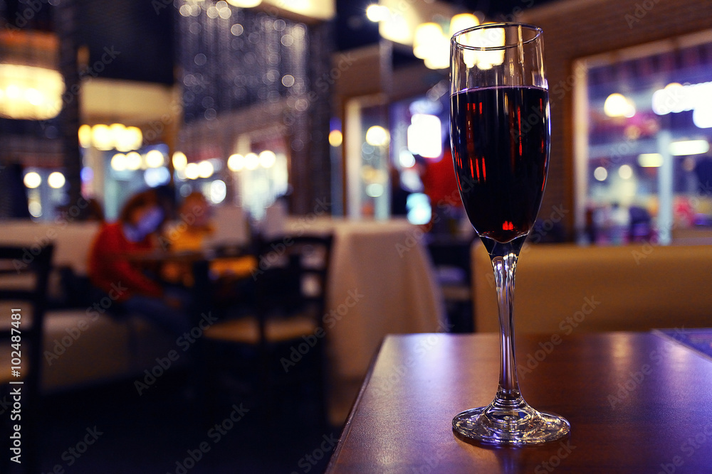 glass of wine in a restaurant