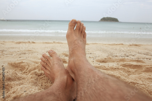 foot sea beach vacation concept