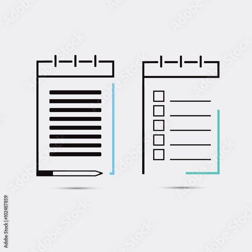 Notebook, notepad icon.  Vector eps10.  Pictograph of note.   © denisgorelkin