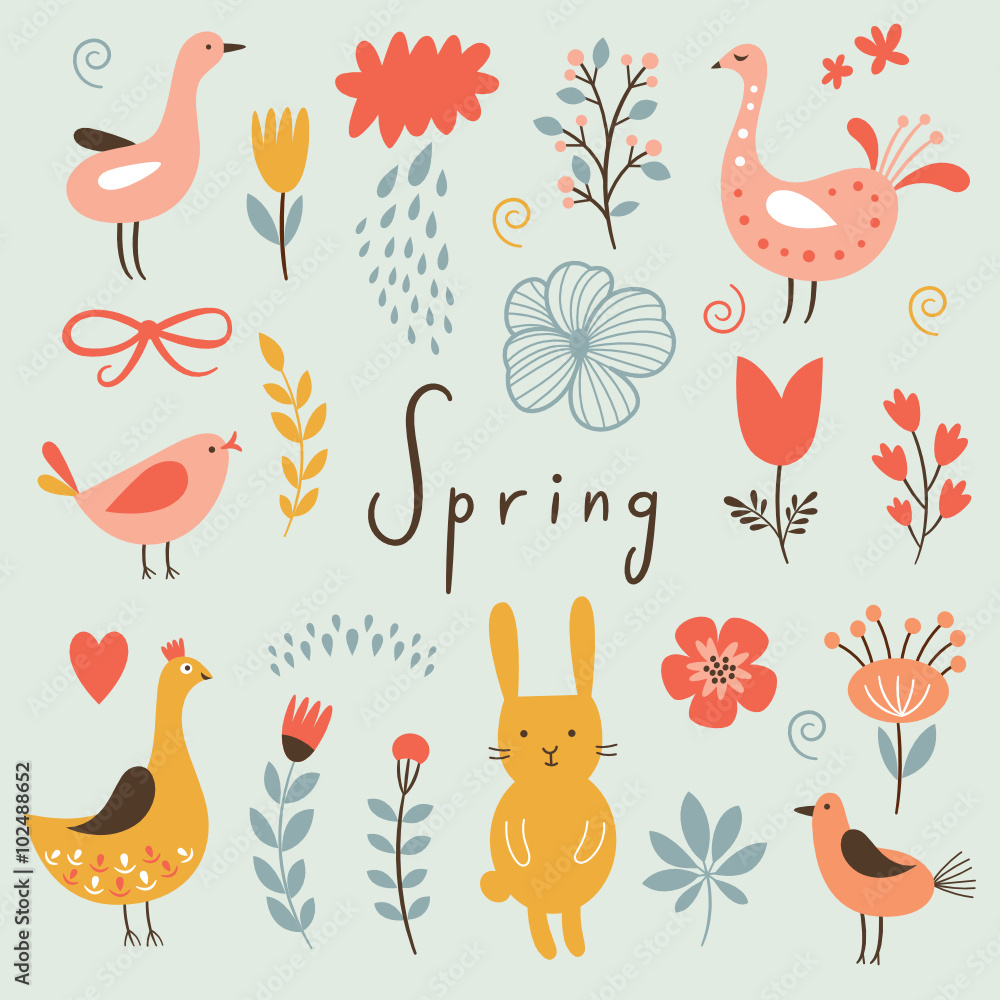 Spring collection, vector elements
