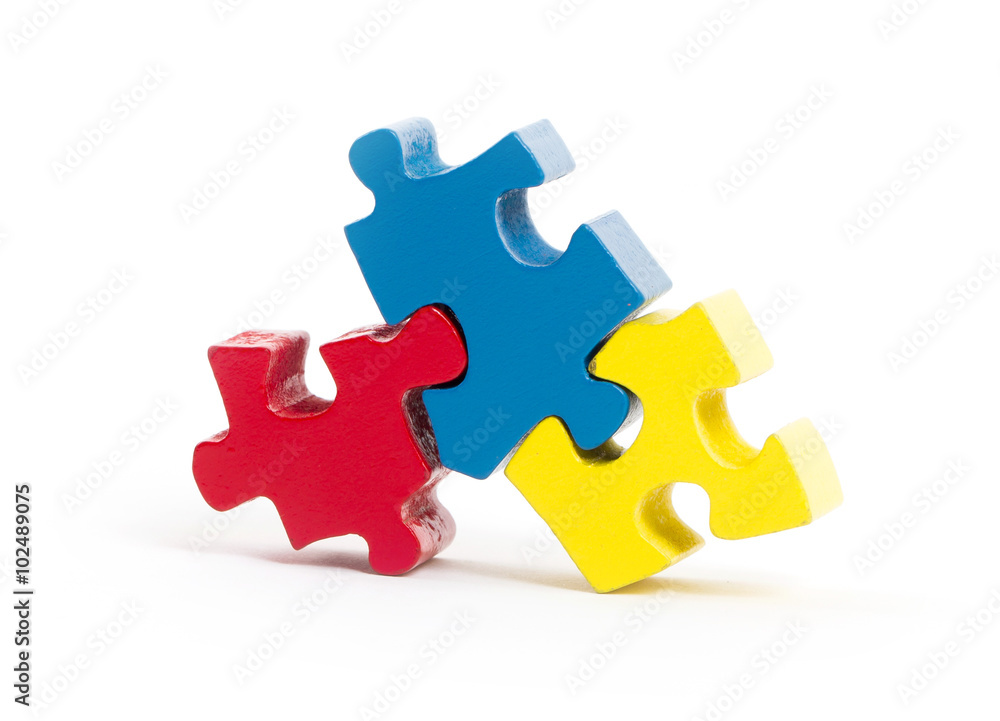 Closeup of big jigsaw puzzle pieces Closeup of big jigsaw puzzle pieces