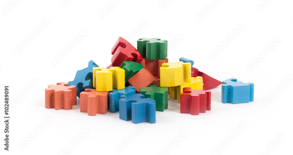 Fototapeta premium Closeup of big jigsaw puzzle pieces