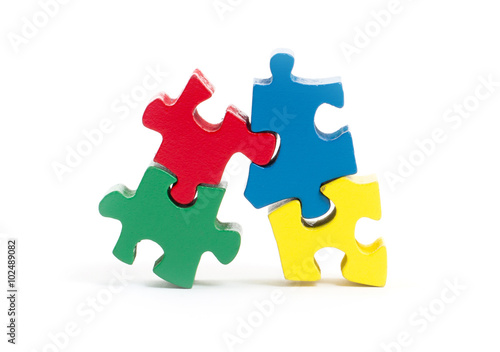Closeup of big jigsaw puzzle pieces