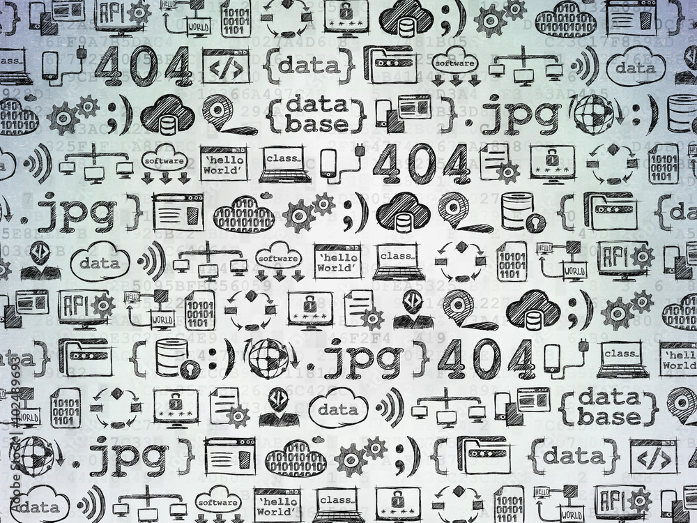 Digital background: Digital Paper with  Hand Drawn Programming Icons