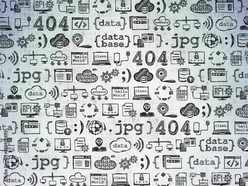 Digital background  Digital Paper with  Hand Drawn Programming Icons