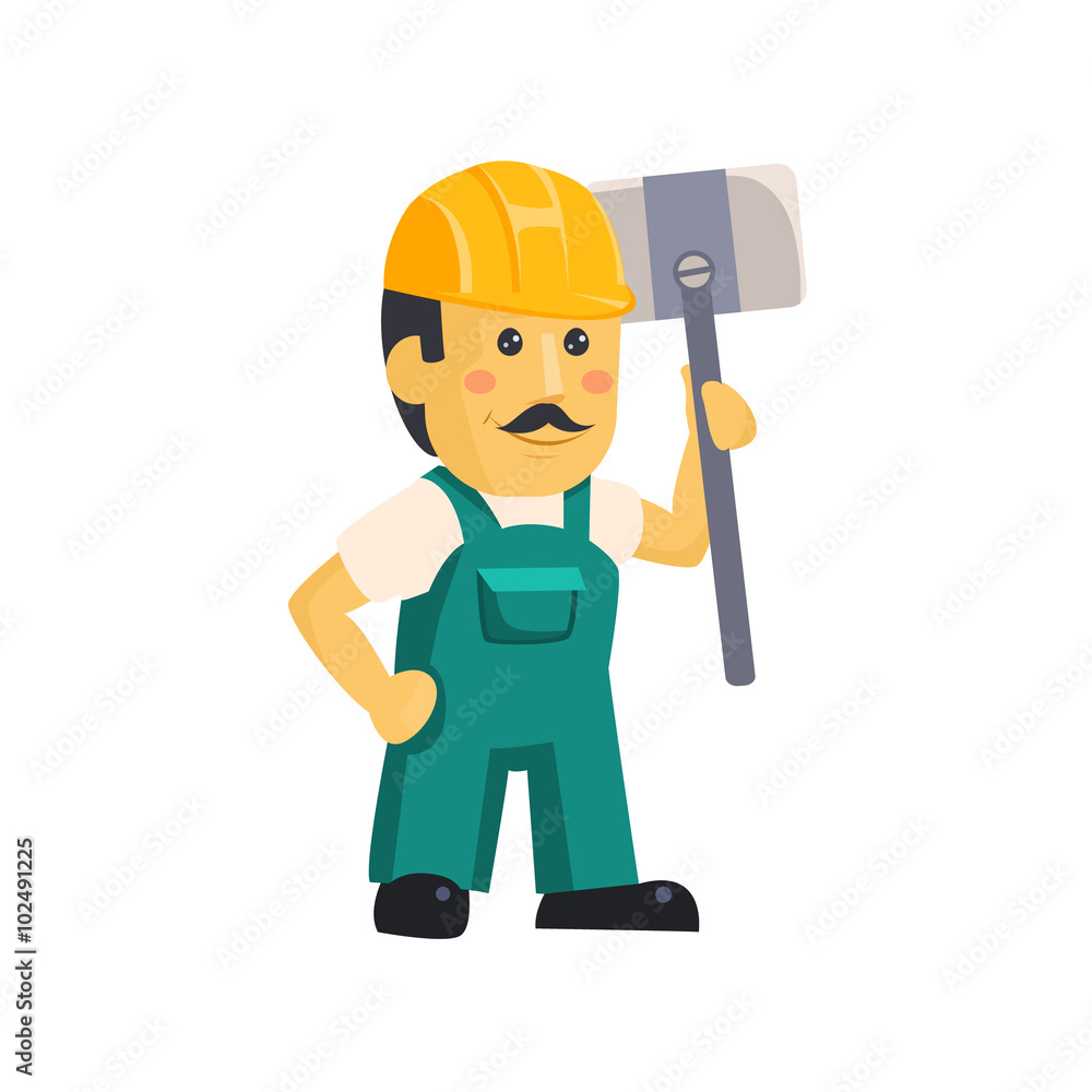Friendly construction worker man with tools, vector Friendly construction worker man with tools, vector