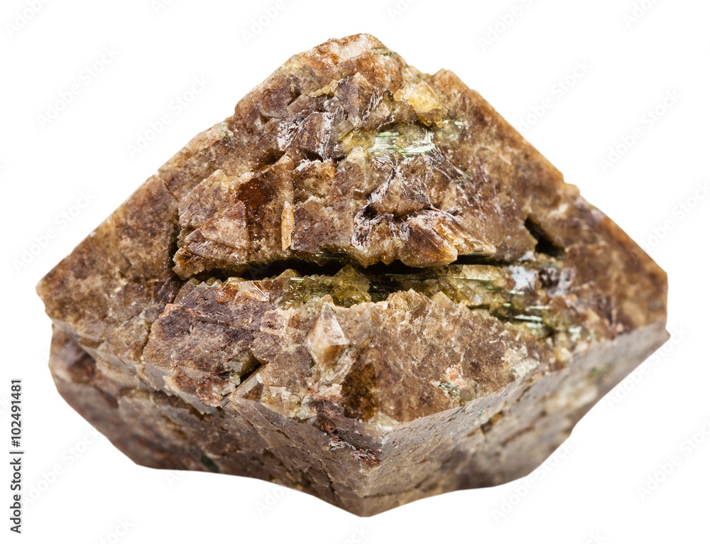 green Zircon crystals in stone isolated on white green Zircon crystals in stone isolated on white