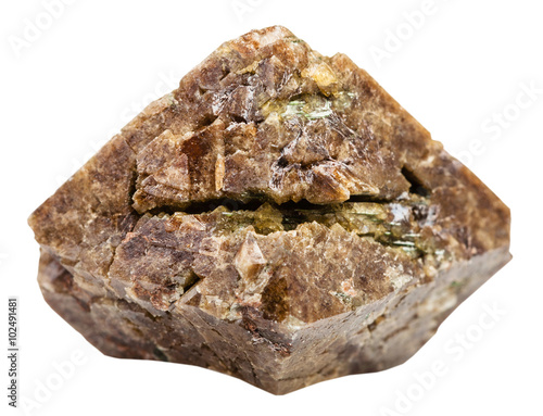 Canvastavla green Zircon crystals in stone isolated on white