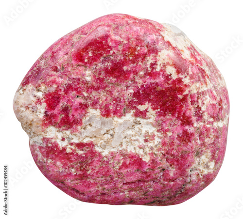 tumbled Thulite (rosaline) gemstone isolated