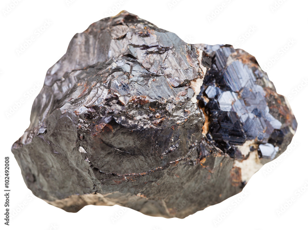 sphalerite (marmatite) rock isolated on white