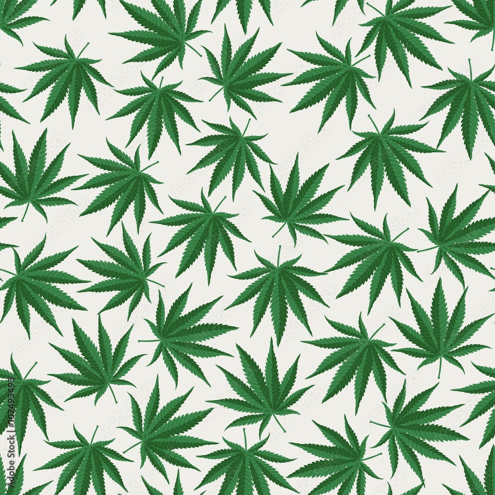 Dense Marijuana Leafs Seamless Vector Pattern Background
