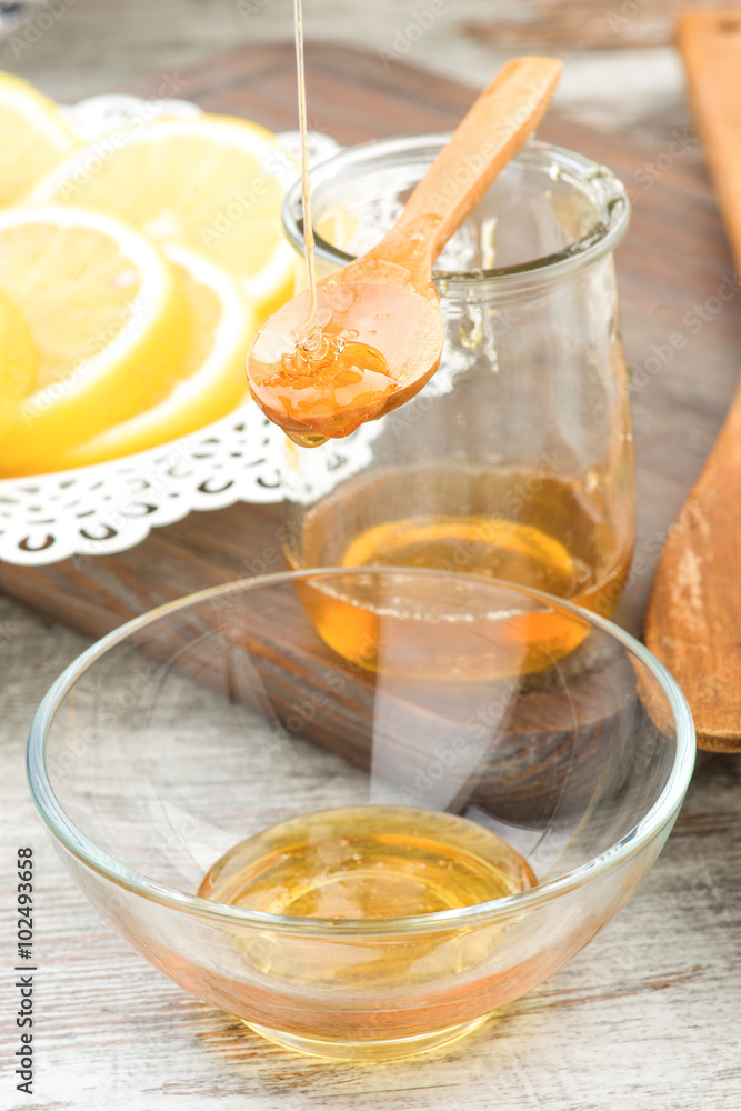 still life of honey and lemon still life of honey and lemon
